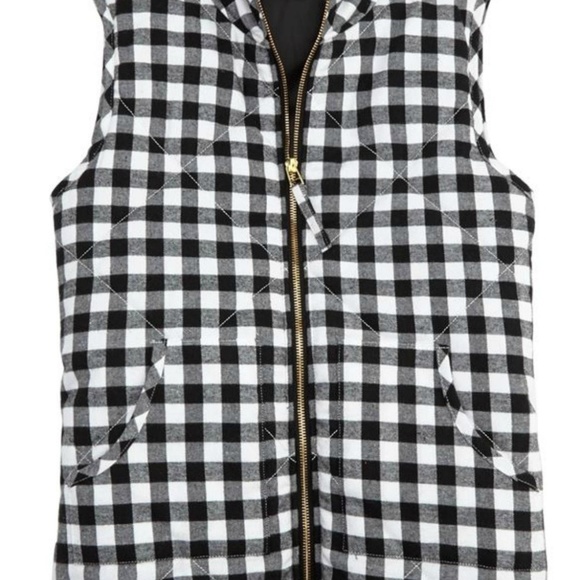 Mud Pie Buffalo Check Vest, Black & White, NWT - Picture 2 of 2